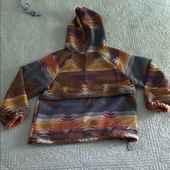 Main Strip Brown and Orange Hooded Sweatshirt Southwestern Pattern - Picture 4 of 4